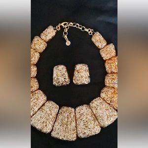 Sassy Jones Olivia Necklace with Earrings-Gold